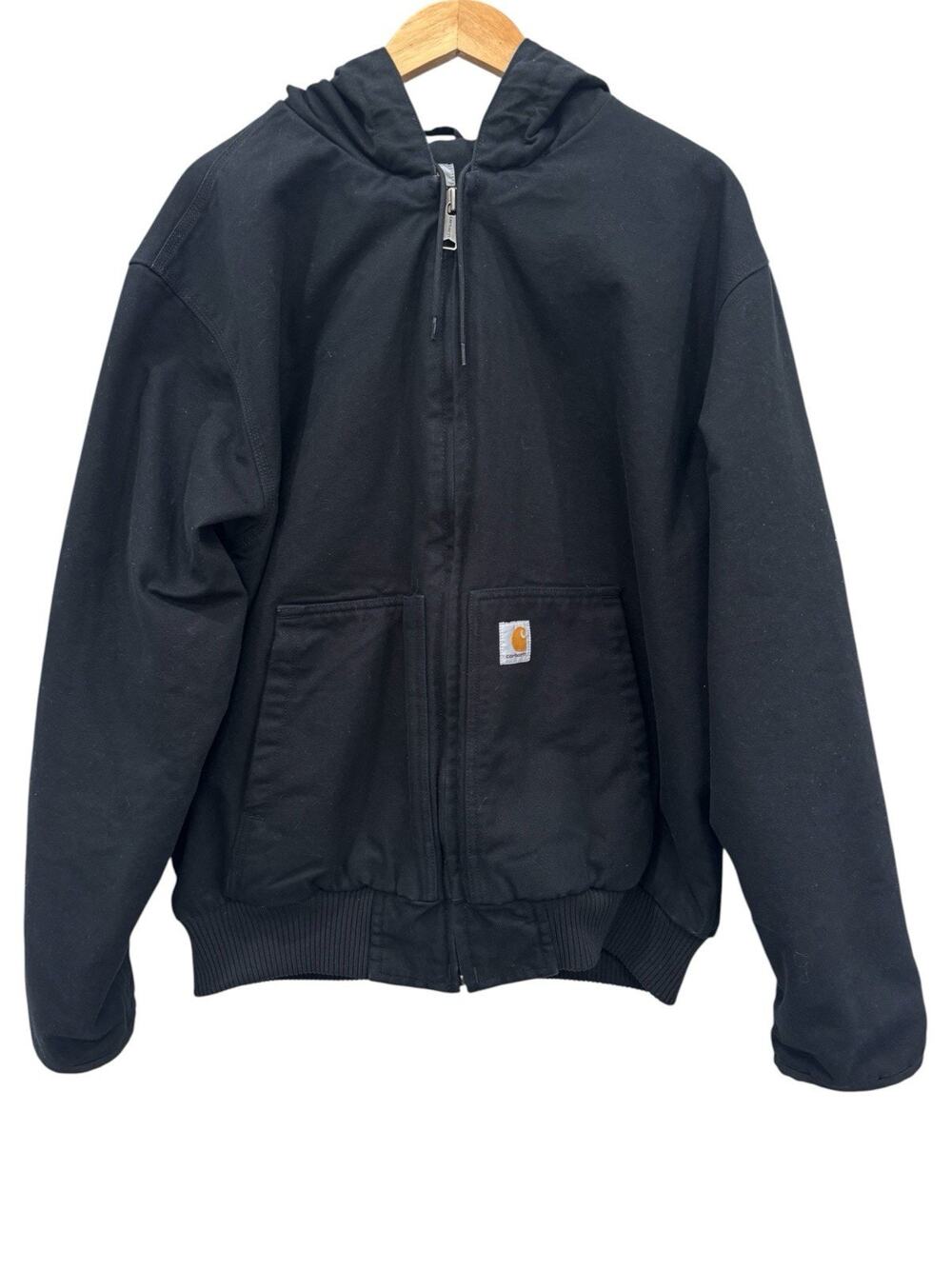 Carhartt Washed Duck Active Jacket XL Black 3M Thinsulate Hood 104050